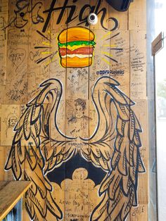 High Joint: A Tiny Burger Spot Burger Graffiti, Restaurant Selfie, Bbq Chicken Wings, Burger Places, Burger Restaurant, Drawing Examples, Graffiti Artwork