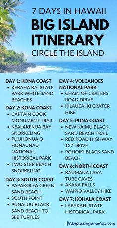 the 7 days in hawaii big island itinerary