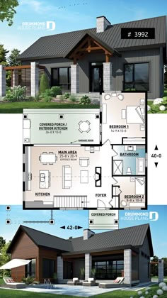 two story house plans that are both modern and open floor plan for the front of the house