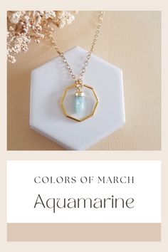 This necklace features a dreamy natural Aquamarine spike stone that is encased in a modern geometric octagon shape. Pendant is suspended from shimmering Gold Filled chain in your choice of length. Raw Aquamarine, Octagon Shape, Aquamarine Pendant, Clasp Necklace, Aquamarine Jewelry, March Birthstone, Natural Aquamarine, March Birth Stone, Gold Filled Chain