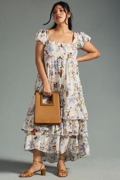 Rent Tiered Cap-Sleeve Dress from Nuuly. Pick 6 items for $98/month. Free shipping + returns. Chic Square Neck Midi Dress For Daytime, Anthropologie Maxi Dress, Print Chiffon Maxi Dress, Sweater Maxi Dress, Cap Sleeve Dress, Embroidered Maxi Dress, Pleated Midi Dress, Maxi Knit Dress, 80 Dress