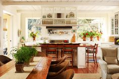 the kitchen is clean and ready to be used as a living room or dining area