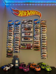 A collection of hot wheels and m2 machines cars Hot Wheels Storage Display, Hot Wheels Wall, Hot Wheels Storage, Hot Wheels Room, Hot Wheels Display, Hot Wheels Garage, Hot Wheels Collection, Cars Room, Hot Weels