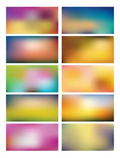 four different colored blurry images are shown in the same square format, each with one color