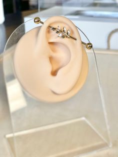 a pair of ear plugs sitting on top of a clear display case