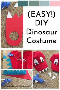 an easy diy dinosaur costume made out of construction paper