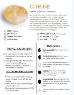 Citrine Crystal Meaning, Gemstones Chart, Crystal Healing Chart, Crystals For Manifestation, Crystal Guide, Crystals Healing Properties, Spiritual Crystals, Gemstone Meanings