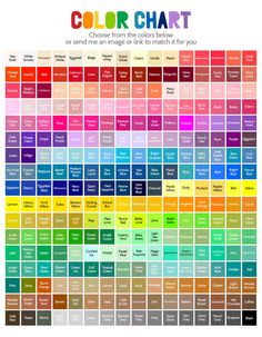 a color chart with different colors on it and the words, choose from the colors below