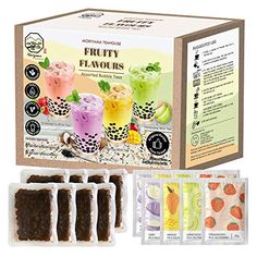 fruity flavored beverages are packaged and ready to be eaten