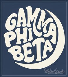 the words game phia beta written in white on a blue background with a half moon