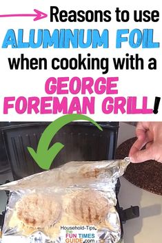 someone is cooking food in an aluminum foil bag