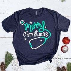 a t - shirt that says merry christmas with a stethoscope on it