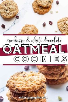 Chewy Cranberry and White Chocolate Oatmeal Cookies White Chocolate Oatmeal Cookies, Cranberry And White Chocolate, White Chocolate Oatmeal, Gluten Free Party Food, Oatmeal Raisin Cookie, Oatmeal Cookie Recipe, Mint Chocolate Cake, Christmas Cookie Swap, Raisin Cookie