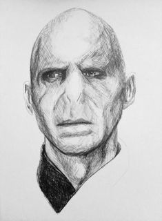 a black and white drawing of a man's face with an evil look on his face