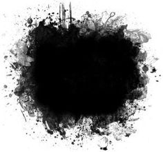 black ink splattered on white paper with space in the center for text or image