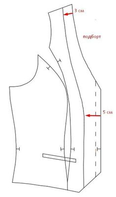 the front and back view of a vest pattern with measurements for each section, including the waist