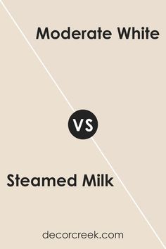 Steamed Milk SW 7554 by Sherwin Williams vs Moderate White SW 6140 by Sherwin Williams Sw Moderate White, Moderate White Sherwin Williams, White Sherwin Williams, Off White Paint Colors, Painting Trim White, Trim Paint Color, Steamed Milk, Soft Background