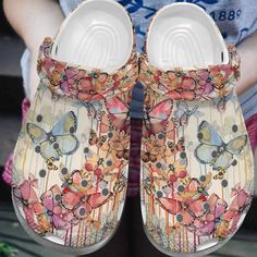 Butterfly Art Oil Painting Shoes   Cutie Butterflies Clog Gifts For Mom Lightweight construction with breathable mesh fabric provides a comfortable and flawless fit. Birthday Gifts For Daughter, Painting Shoes, Croc Shoes, Butterfly Shoes, Gifts For Daughter, Wooden Shoes, Painted Shoes, Butterfly Art, Crocs Shoes