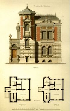 an old house with two floors and three stories, including the first floor plan for it