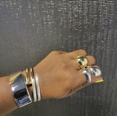 Double nail two tone bracelet. Hinge feature fits average wrist. Allow 2-5 business days for delivery Two Tone Bracelet, Nail Bracelet, Silver Gold, Two Tone, Gold Bracelet, Bangles, Bracelet, Nails, Silver