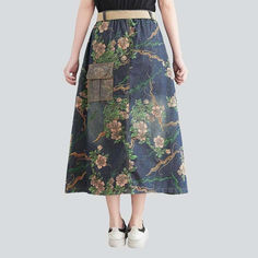 Introducing the 2023 Spring-Summer Collection's cargo pocket printed denim skirt ââ‚?the perfect combination of city mode and contemporary fashion!Why It's The Ideal Streetwear LookThis eye-catching denim skirt has it all ââ‚?from the long silhouette and high-waist cut to the unique painted pattern and cargo pockets. this piece is sure to turn heads. Not to mention. the resilient rubber closure ensures that you can rock any look with confidence and trend.Key Highlights: Painted Perfection: A uni Painted Denim Skirt, Denim Skirts Online, Womens Denim Skirts, Denim Pattern, Jeans Skirt, Denim Patterns, Painted Denim, Cargo Pocket, Dark Blue Color