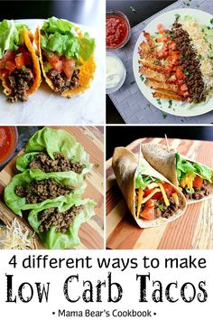 four different ways to make low carb tacos