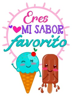 two ice creams with the words cres mi sabor favorite