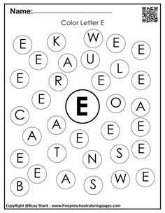 the color letter e worksheet for preschoolers to practice their handwriting and writing skills