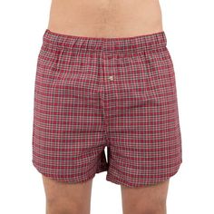 Get comfortable in our Plaid Boxer Short. The plaid pattern features a button fly close and elastic waistband for soft, stretchable comfort and fit. These boxer shorts are made from a lightweight fabric designed to keep their shape and move with you throughout your day. For questions regarding sizing, please refer to size chart. Size: M.  Color: Red.  Gender: male.  Age Group: adult. Plaid Boxers, Man Weave, Men's Briefs, Mens Boxers, Mens Plaid, Boxer Shorts, Striped Knit, Plaid Pattern, Lightweight Fabric