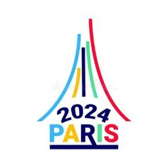 the logo for the paris 202 olympics is shown in red, blue, yellow and green