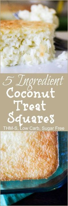 three ingredient coconut treat squares with text overlay