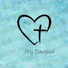 a heart with a cross on it and the word svg downloaded below in black