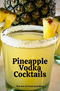 Our vodka pineapple cocktail with fresh lime juice, and a sugared rim, is like sunshine in a glass! Easy to make with just 4 ingredients. #pineapplevodkacocktails #vodkacocktails #pineapplecocktails #vanillavodka #vanillavodkacocktails #vanillamartinis #martinirecipes #vodkamartinis #pineapplemartini Vanilla Vodka Drinks, Pineapple Cocktail Recipes, Vodka Drinks Easy, Drinks With Pineapple Juice, Vodka And Pineapple Juice, Vodka Recipes Drinks, Pineapple Vodka, Pineapple Cocktail, Pineapple Drinks