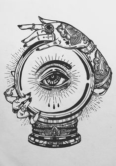 a drawing of an eye in the middle of a globe