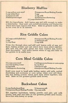 an old recipe for blueberry muffins