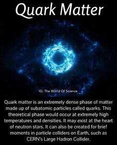 an image with the words quak matter written in front of it, and a blue spiral