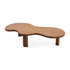 a wooden bench that is shaped like an oval shape, with one foot in the middle