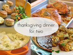 thanksgiving dinner for two with turkey and mashed potatoes