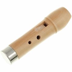 a wooden recorder with two holes in the middle