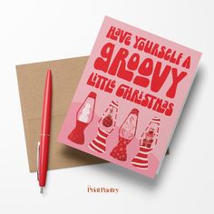 a pink greeting card that says have yourself a grooy little christmas on it