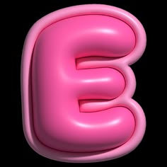 the letter e is made up of bright pink plastic letters that are shaped to look like balloons