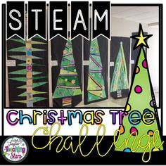 a christmas tree made out of paper with the words steam on it and an image of a