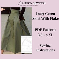 the skirt pattern is shown with instructions for sewing