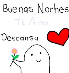 a drawing of a person holding a flower with the words teamo descansa