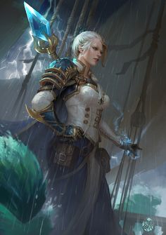 ArtStation - Daughter of the sea Jaina, jinhao yang Draenei Paladin, Daughter Of The Sea, Blizzard Warcraft, Jaina Proudmoore, World Of Warcraft Characters, Warcraft Characters, Concept Art Character, Wow Art