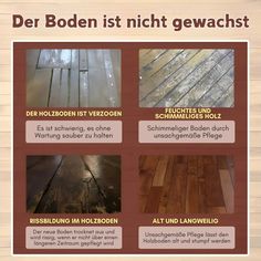 the different types of wood flooring are shown in this info sheet, which includes information on how to use them