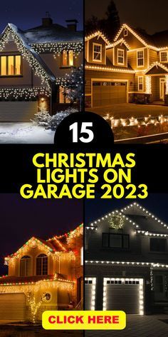 christmas lights on garage doors and windows with the words 15 christmas lights on garage doors click here