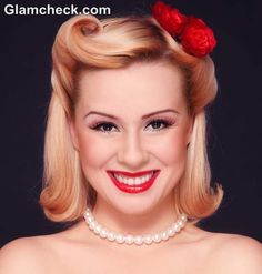 pin up hairstyles | 50s Retro Pin Up Hairstyle & Makeup Look 50s Hairstyles Short, Cabelo Pin Up, 50s Hair, 1950s Hairstyles, 50s Hairstyles, Pin Up Hair, Retro Hair, Retro Pin Up, Athletic Hairstyles