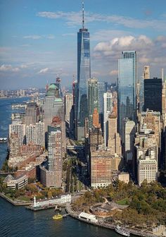 an aerial view of new york city from the air