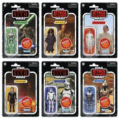 six star wars action figures are shown